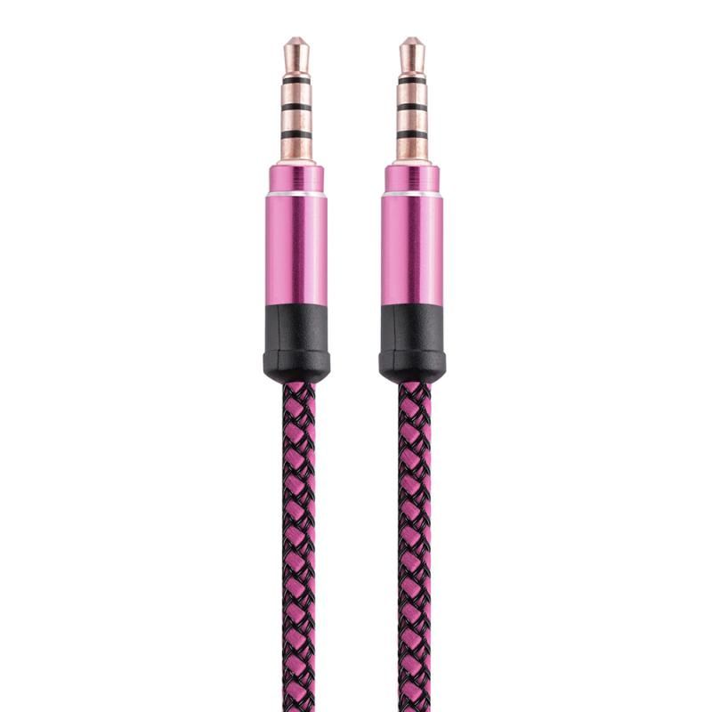 KABEL AUDIO AUX MINI JACK 3,5MM - RÓŻOWY