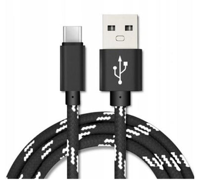 Kabel USB do USB-C Szybkie Ładowanie w Oplocie - 2 m - Czarny
