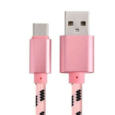 Kabel USB do USB-C Szybkie Ładowanie w Oplocie - 2 m - Różowy
