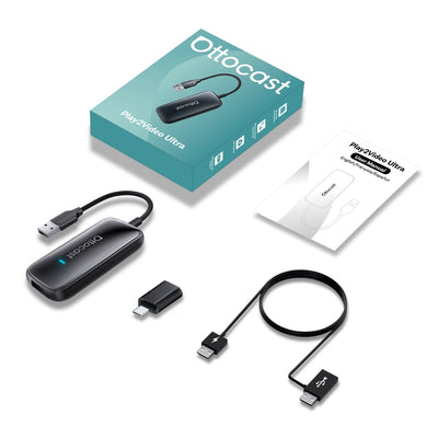 Ottocast Play2Video Ultra – Bezprzewodowy Adapter All-in-1 do CarPlay/Android Auto