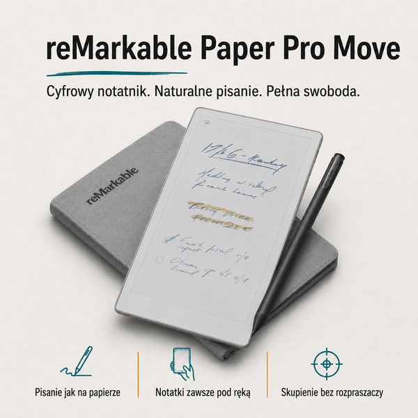 Kompletny zestaw cyfrowy reMarkable 2: czytnik, notatnik, etui Grey i marker