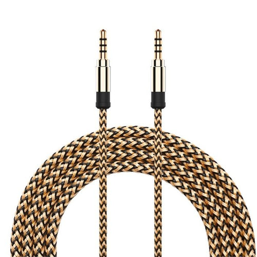 Kabel audio AUX mini Jack 3,5 mm 1,5 m w oplocie - Złoty
