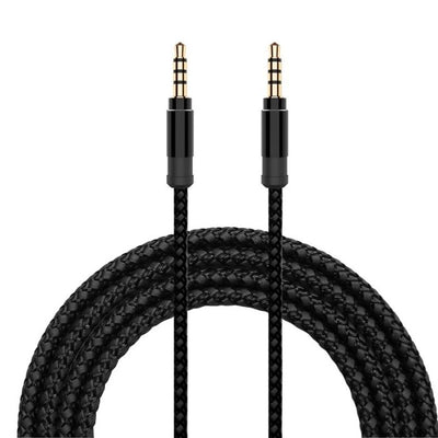 Kabel audio AUX mini Jack 3,5 mm 1,5 m w oplocie - Czarny