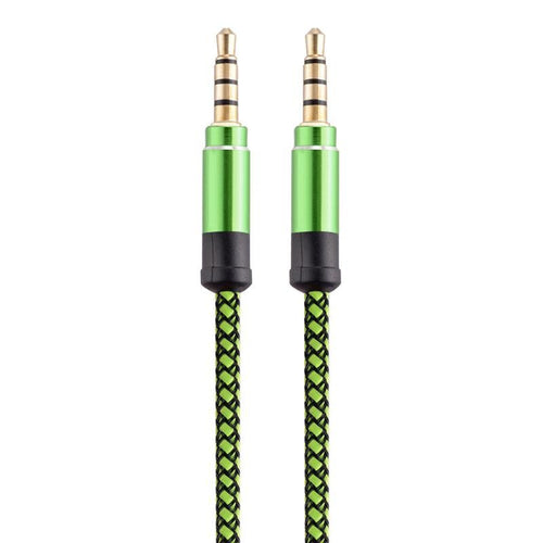 Kabel audio AUX mini Jack 3,5 mm 1,5 m w oplocie - Zielony